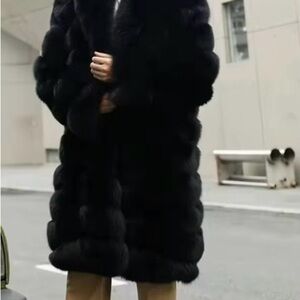 Midnight Luxurious Black Fur Coat